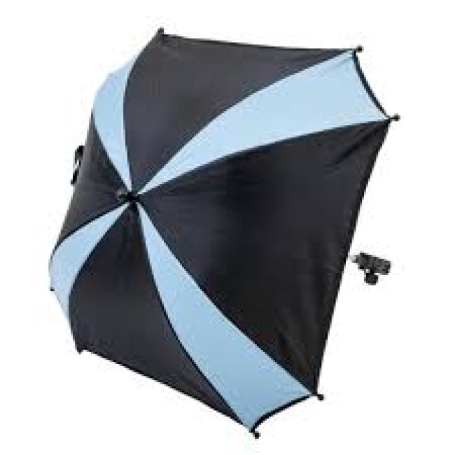 ქოლგა საბავშვო ეტლისთვის, უნივერსალური სამაგრით. შავი/ცისფერი.